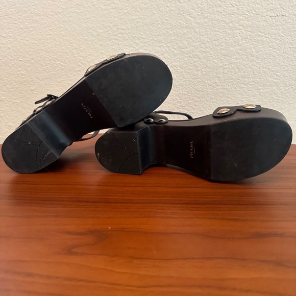 Like New Prada Platform Black Stud Sandal Wooden Clog Size 40 - Picture 10 of 11